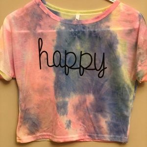 Tie dye print crop tee
